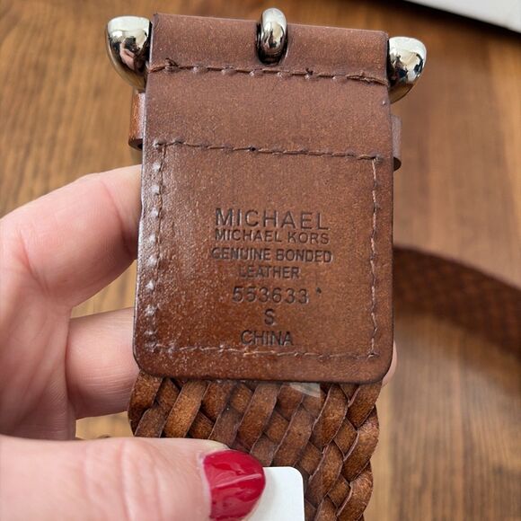 Michael Kors Braided Genuine Leather Belt Boho Brown Women\'s Small New With Tags main image 6